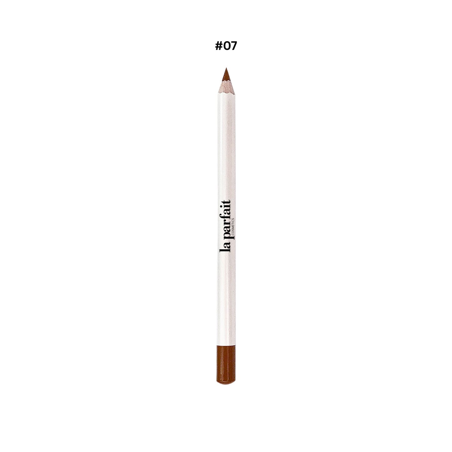 Eyebrow pencil with brown tip and white body on a white background