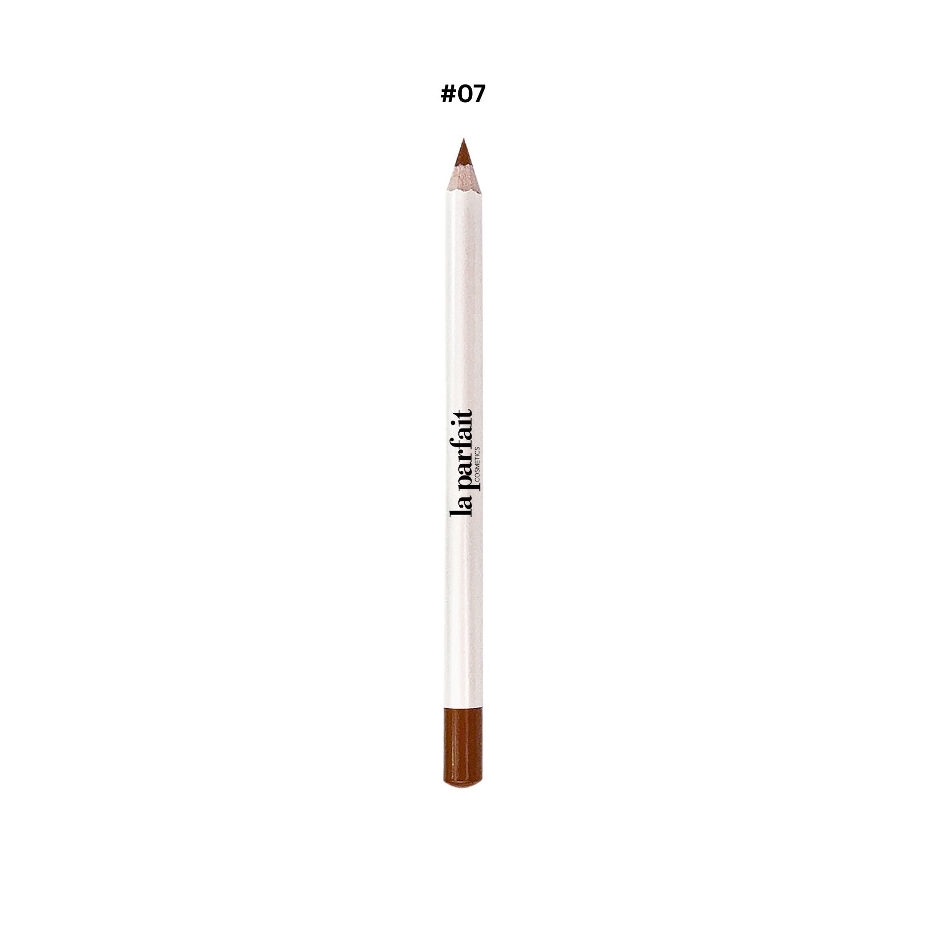 Eyebrow pencil with brown tip and white body on a white background