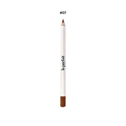 Eyebrow pencil with brown tip and white body on a white background