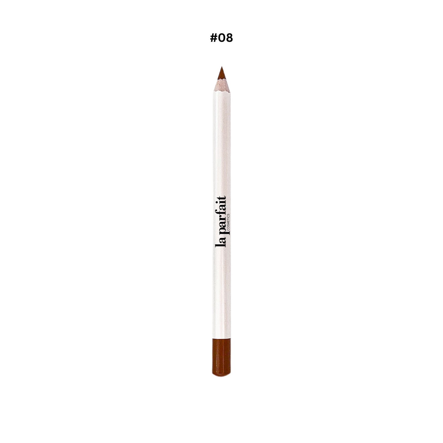 Eyebrow pencil with brown tip and white body on a white background